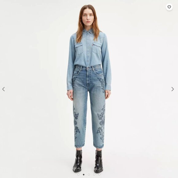 Levi's Made & Crafted - Embroidered Barrel Crop Jeans in Medium Wash - Picture 3 of 16